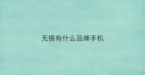 无锡有什么品牌手机(无锡有什么品牌手机店)