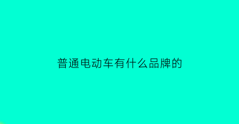 普通电动车有什么品牌的