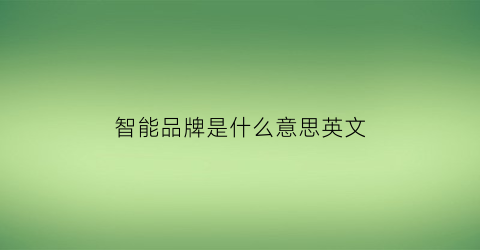 智能品牌是什么意思英文(智能的品牌)