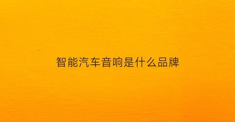 智能汽车音响是什么品牌(智能汽车音响是什么品牌的)