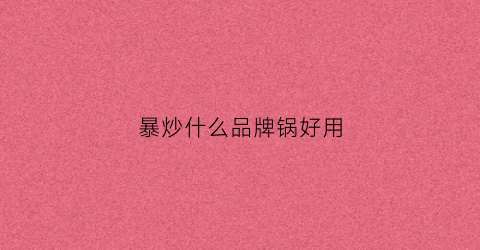 暴炒什么品牌锅好用(爆炒的锅选哪种锅)