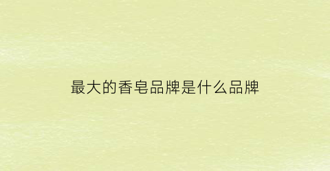 最大的香皂品牌是什么品牌