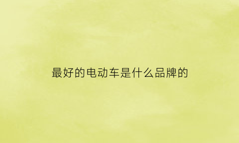 最好的电动车是什么品牌的(最好的电动车是什么品牌的电池)