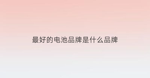 最好的电池品牌是什么品牌(最好电池是什么牌子)