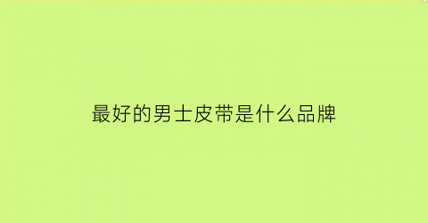 最好的男士皮带是什么品牌(最好的男士皮带是什么牌子)