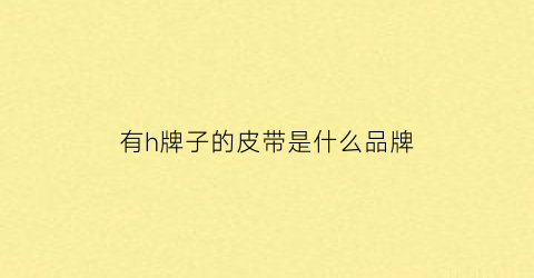 有h牌子的皮带是什么品牌(h标志的皮带是什么牌子)