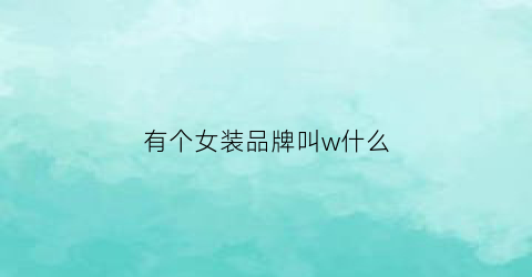 有个女装品牌叫w什么(有个女装品牌叫w什么牌子)