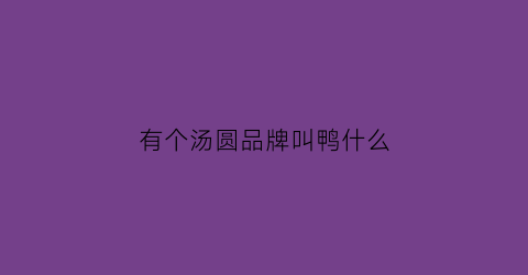 有个汤圆品牌叫鸭什么(卖汤圆的品牌)