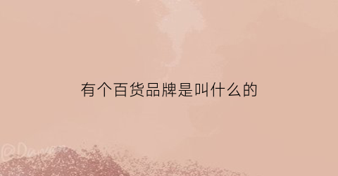 有个百货品牌是叫什么的(百货产品品牌有哪些)