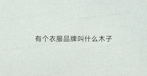 有个衣服品牌叫什么木子(木的衣服)