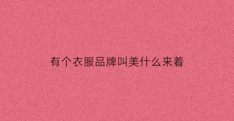 有个衣服品牌叫美什么来着(有个衣服品牌叫美什么来着的)