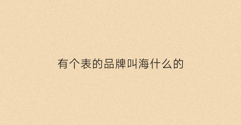 有个表的品牌叫海什么的(手表上有海鸥是什么牌子)