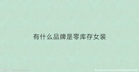 有什么品牌是零库存女装(零库存是什么牌子)