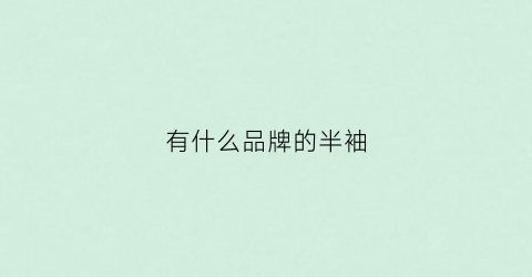 有什么品牌的半袖(什么品牌的半袖好看女款)