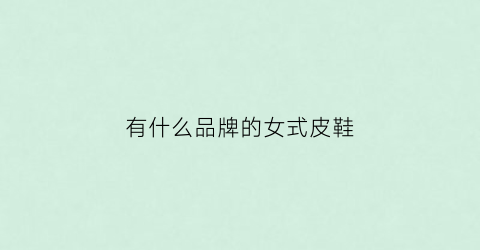 有什么品牌的女式皮鞋(有什么品牌的女式皮鞋好看)