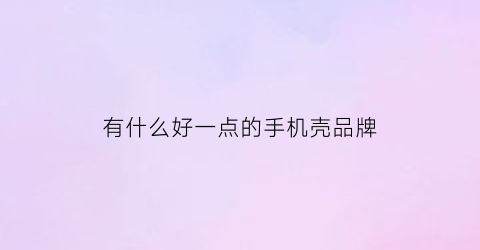 有什么好一点的手机壳品牌(有什么好一点的手机壳品牌推荐)