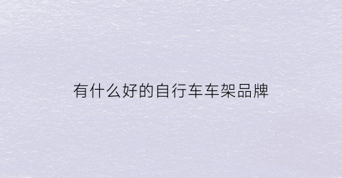 有什么好的自行车车架品牌(自行车最好的车架是什么材质的)