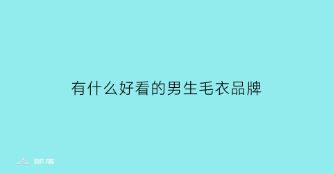 有什么好看的男生毛衣品牌(男生毛衣质量比较好的品牌)