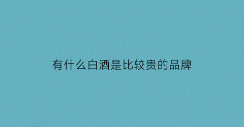 有什么白酒是比较贵的品牌(有什么白酒是比较贵的品牌呢)