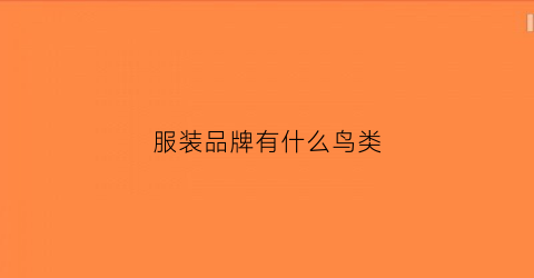 服装品牌有什么鸟类(服装品牌有个什么鸟)