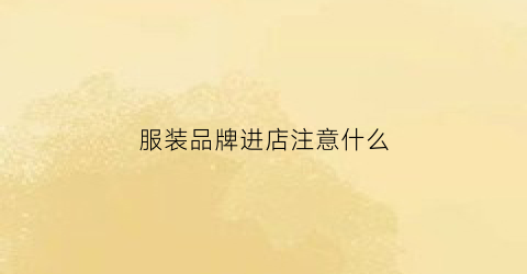 服装品牌进店注意什么(服装品牌进店注意什么细节)