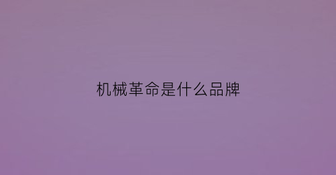 机械革命是什么品牌(机械革命是什么的子品牌)