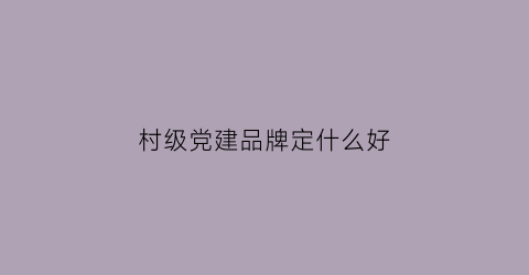 村级党建品牌定什么好(村级党建品牌大全)