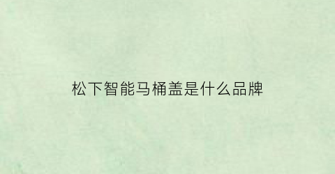 松下智能马桶盖是什么品牌