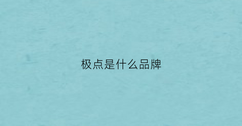 极点是什么品牌(极点系列)