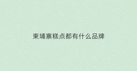 柬埔寨糕点都有什么品牌(柬埔寨好吃的零食)