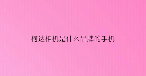柯达相机是什么品牌的手机(柯达相机是什么品牌的手机型号)