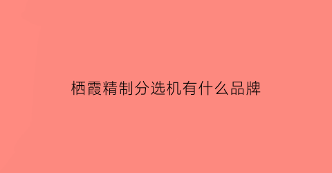 栖霞精制分选机有什么品牌(山东栖霞选矿药剂有限公司)