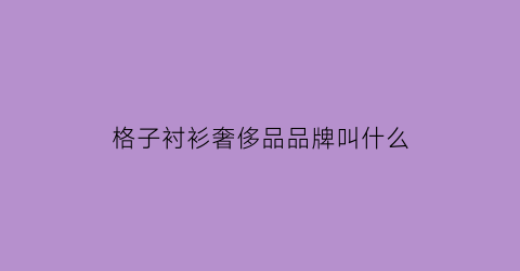 格子衬衫奢侈品品牌叫什么(格子衬衫叫什么牌子)