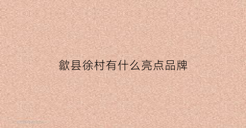 歙县徐村有什么亮点品牌(歙县徐村有什么亮点品牌产业)