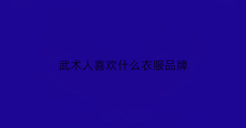 武术人喜欢什么衣服品牌(武术人喜欢什么衣服品牌女)