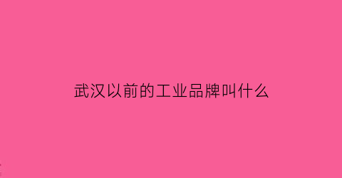 武汉以前的工业品牌叫什么(武汉什么工业为主)