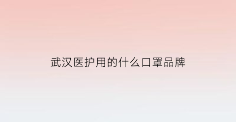 武汉医护用的欧亚体育什么口罩品牌(武汉医护人员的口号是什么)(图1)