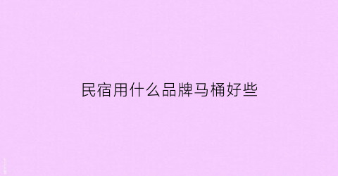 民宿用什么品牌马桶好些(民宿用什么牌子的床品好)