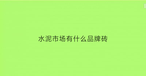 水泥市场有什么品牌砖(水泥大牌子)