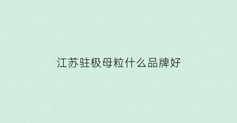 江苏驻极母粒什么品牌好(驻极母粒有毒吗)