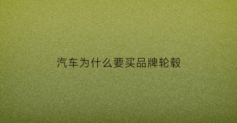 汽车为什么要买品牌轮毂(为什么中国汽车的轮毂是铝合金的)