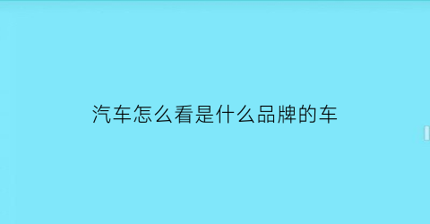 汽车怎么看是什么品牌的车(怎么看汽车是哪个型号)