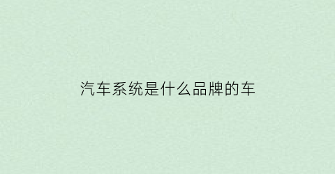 汽车系统是什么品牌的车