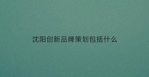 沈阳创新品牌策划包括什么(沈阳创意理念食品发展有限公司)