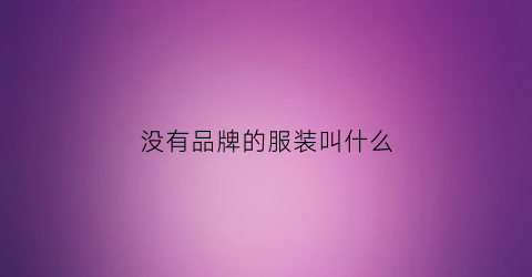 没有品牌的服装叫什么(没有品牌的服装叫什么名字)
