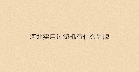 河北实用过滤机有什么品牌(河北滤芯设备厂家)