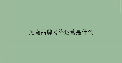 河南品牌网络运营是什么(河南实力网络公司推荐)