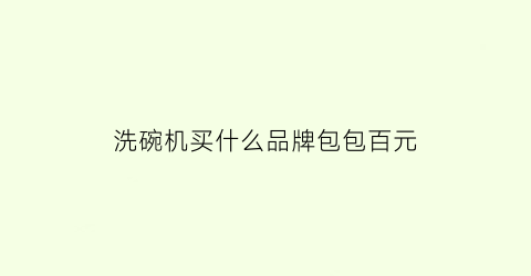 洗碗机买什么品牌包包百元(10套洗碗机性价比最高的是哪个品牌)