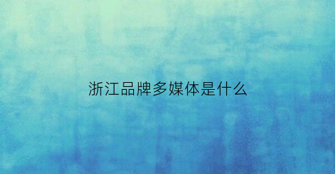 浙江品牌多媒体是什么(浙江权威媒体)