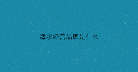 海尔经营品牌是什么(海尔企业的经营模式)